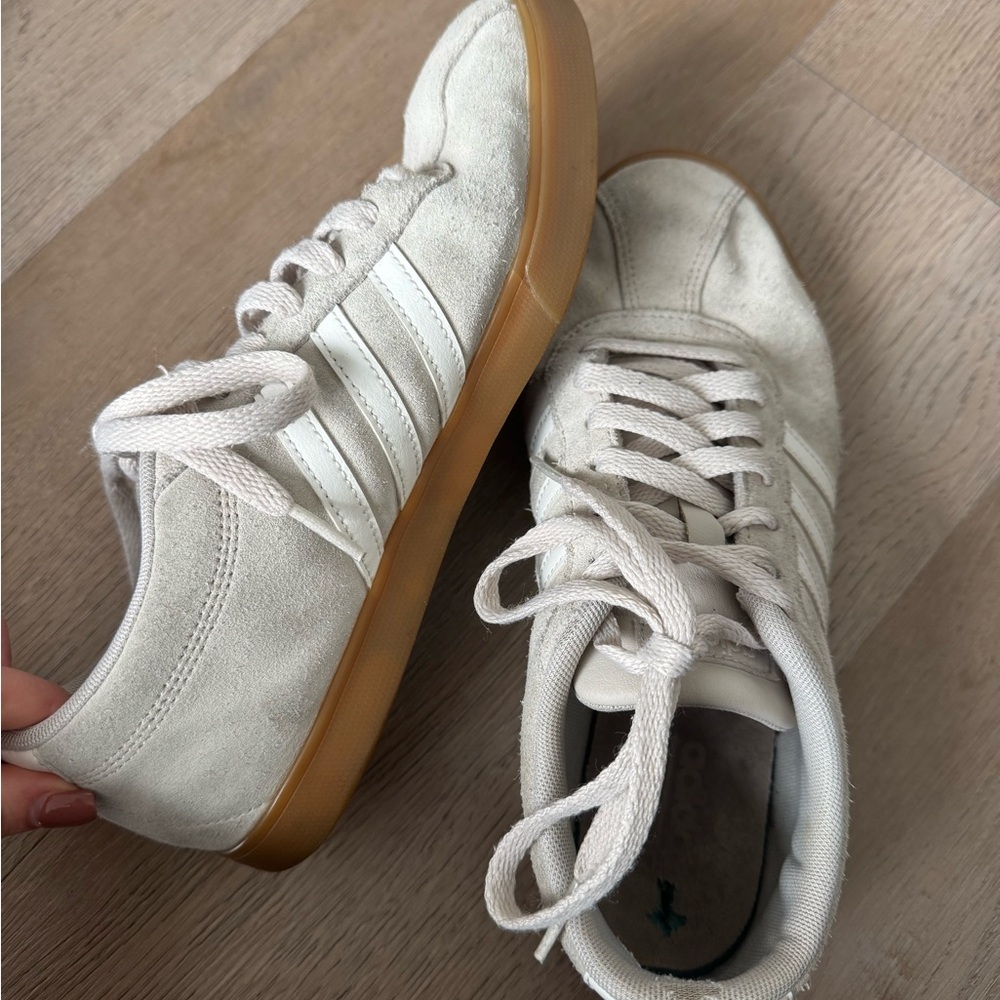 Adidas Off-White Sneakers with Tan Sole